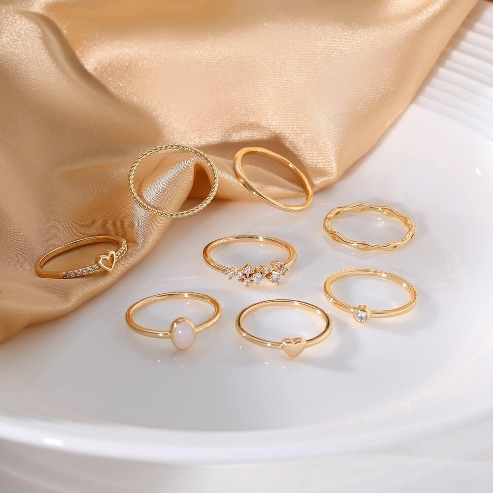 Versatile 14k Gold Plated Stacking Ring Set, Size… - image 6